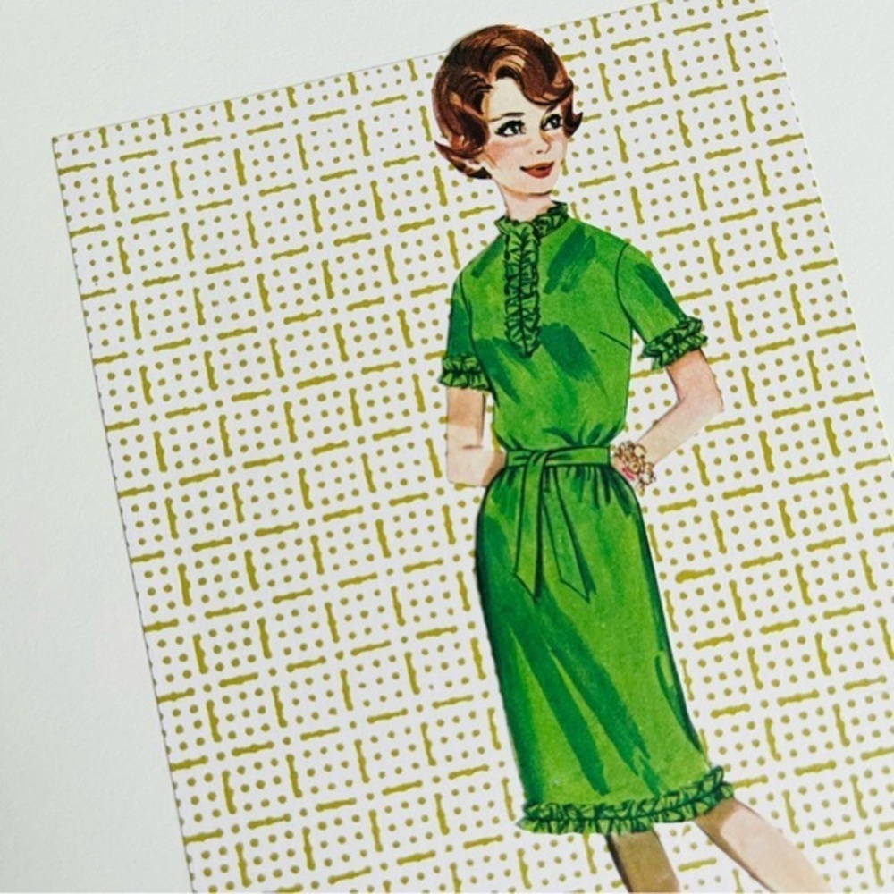 Vintage MCM Sewing Pattern Book Original 8x10 Collage Ruffle Shirtdress